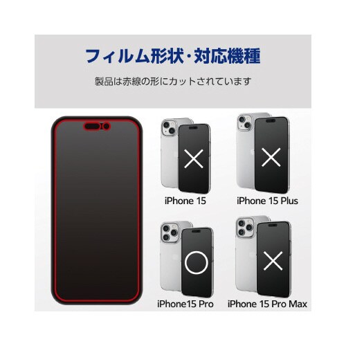 iPhone15Pro用 画面保護ガラス PM−A23CFLGG