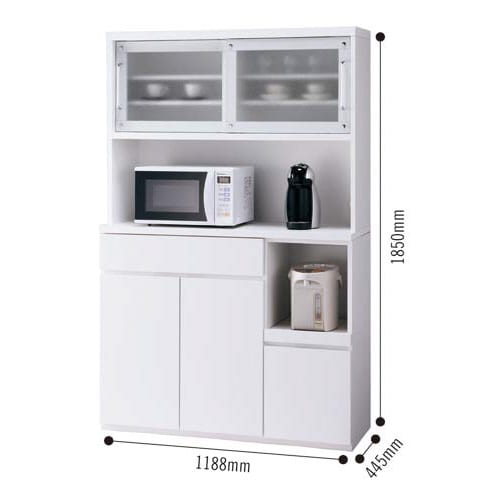 ホワイト木製キッチンキャビネット イースト ネオキッチンボード ダイニングボードの通販｜カウネット