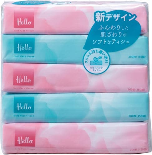 ユニバーサル ペーパー ハローソフトパックティシュ１５０組 ５個入 ５ カウネット