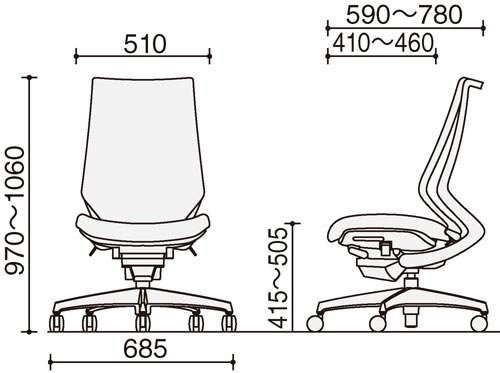 デュオラ メッシュ ホワイトフレーム ヘッドあり 肘なし 樹脂脚 ナイロンキャスター