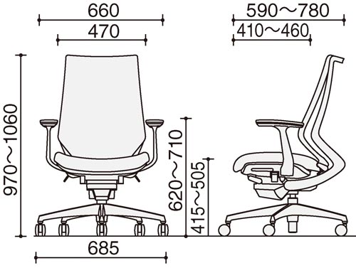 デュオラ メッシュ ホワイトフレーム アルミ肘 アルミ脚 ウレタンキャスター