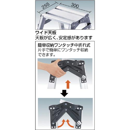 トラスコ中山 はしご兼用脚立アルミ合金製脚カバー付高さ０．８１ｍ