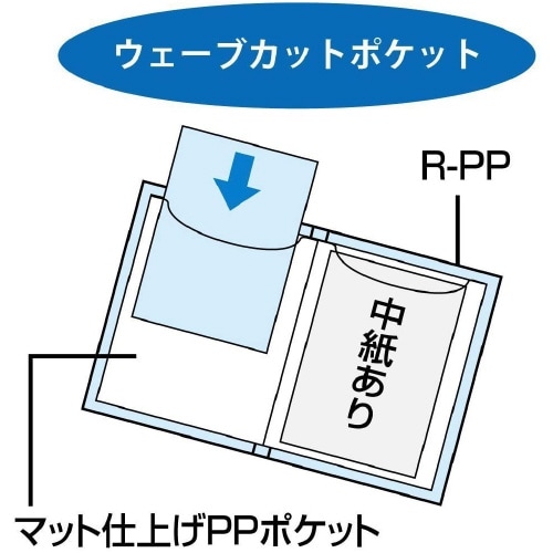 クリヤーブック ウェーブカットポケット 固定式 中紙あり 不透明表紙