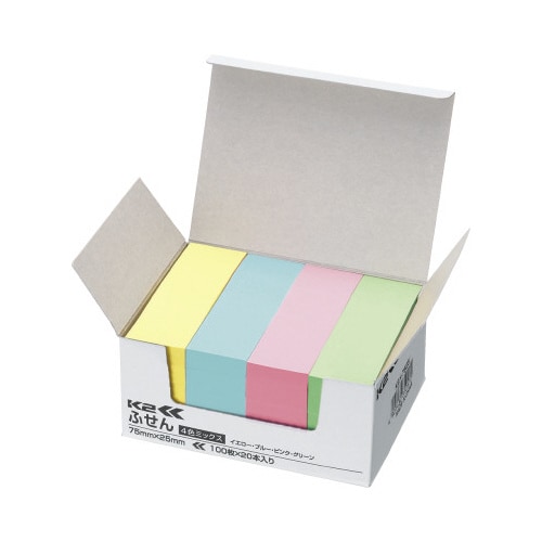 普通粘着 コクヨ ふせん 付箋 75×25mm パステルカラー K2