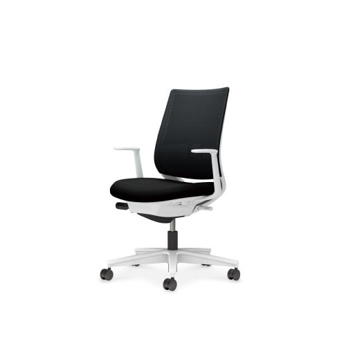 ミトラ2 本体ホワイト 背メッシュ スタンダードバック L型肘 ランバー有 白脚 軟床用