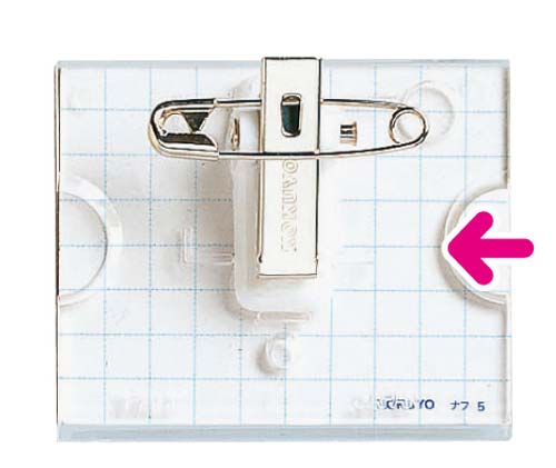 Ｕ型名札　４０×５０ｍｍ　ピン・クリップ両用型　透明　幅５０×高さ４２ｍｍ　１セット（１０個入）　ナフ－５×１０　タッグ名札　クリップ付名札