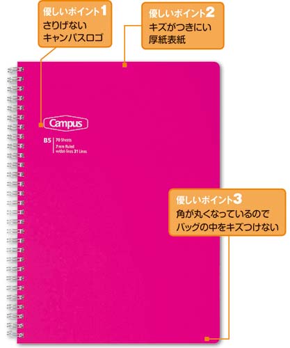 コクヨ キャンパスリングａ５ シンプルトーンａ罫 桃 ３冊 ス ｔｓ３７ａｔ ｐ ３ カウネット
