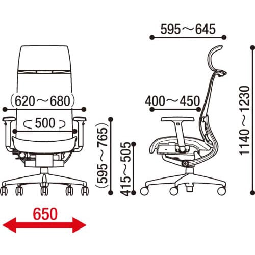 エアグレースチェア 3D可動肘ヘッド付 ブラック
