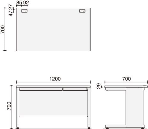 インベント平机奥行700幅1200ナチュラル脚WH